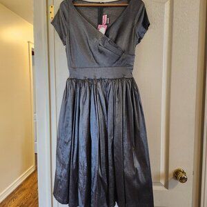 Pin up girl couture retro dress silver NWT